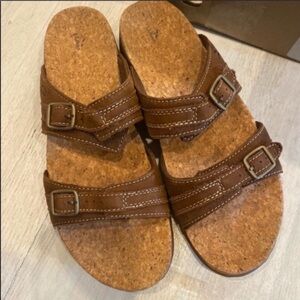L.L. Bean Brown Mules with Buckle Detail